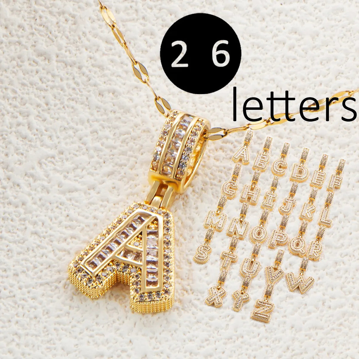 Wholesale Hip-hop Simple Style Letter Stainless Steel Plating Inlay 18k Gold Plated Zircon Pendant Necklace