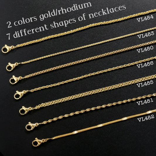 Wholesale Hip-Hop Simple Style Solid Color Copper 18K Gold Plated Necklace