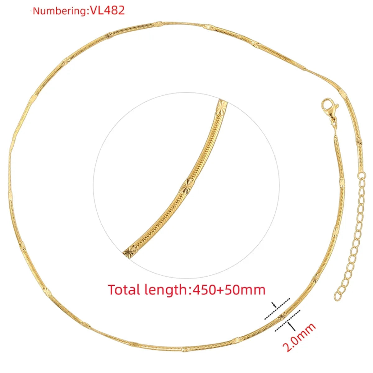 Wholesale Hip-Hop Simple Style Solid Color Copper 18K Gold Plated Necklace