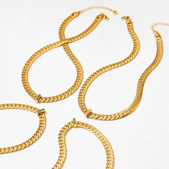 Wholesale Hip Hop Snake Bone Necklace And Bracelet Set For Women Stainless Steel Geometric Design Electroplated