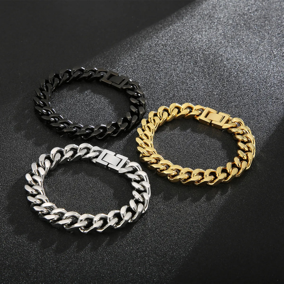 Wholesale Hip-hop Solid Color Stainless Steel 18k Gold Plated Bracelets