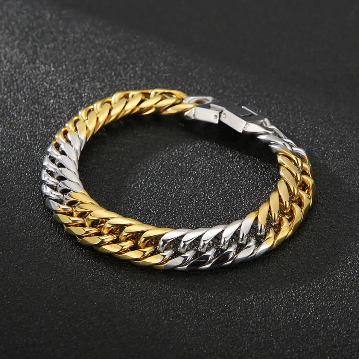 Wholesale Hip-hop Solid Color Stainless Steel 18k Gold Plated Bracelets