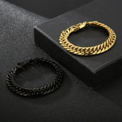 Wholesale Hip-hop Solid Color Stainless Steel 18k Gold Plated Bracelets