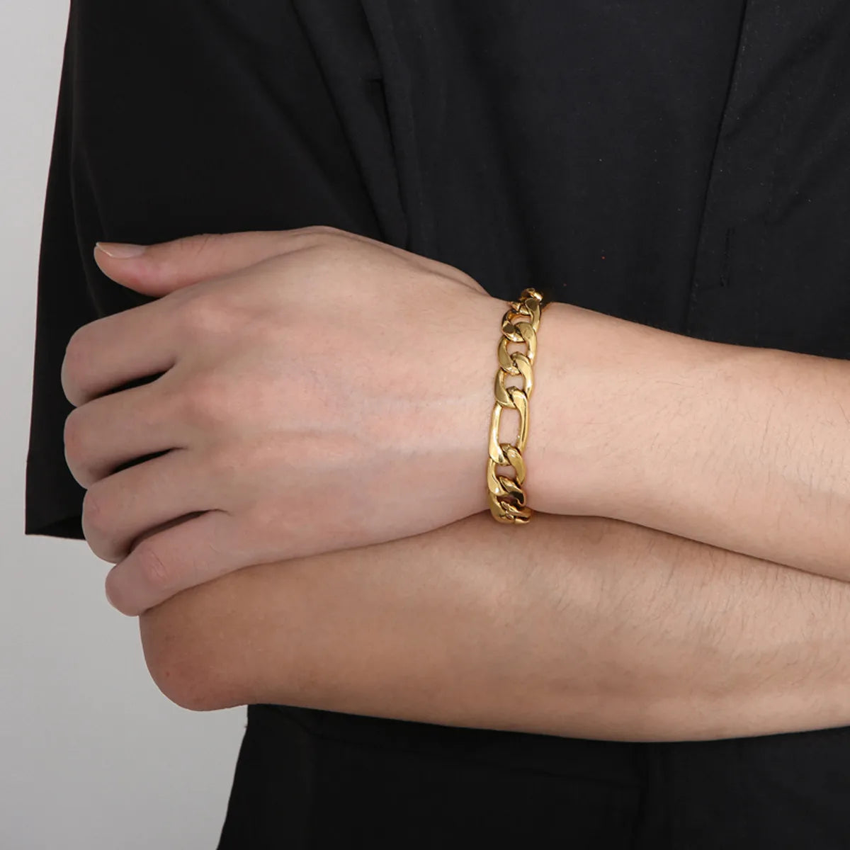 Wholesale Hip-hop Solid Color Stainless Steel 18k Gold Plated Bracelets