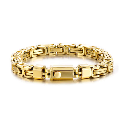 Hip-Hop Solid Color Stainless Steel Plating 18K Gold Plated Men'S Bracelets