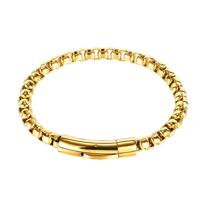 Hip-Hop Solid Color Titanium Steel Inlaid Gold Unisex Bracelets