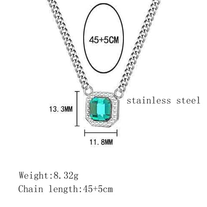 Wholesale Hip-hop Square Titanium Steel Inlay Rhinestones Pendant Necklace