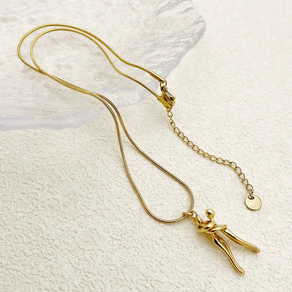 Wholesale Hip Hop Stainless Steel And Titanium Steel Villain Hug Pendant Necklace With Electroplating