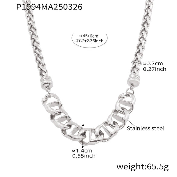Wholesale Hip Hop 316L Stainless Steel Electroplated Geometric Pattern Light Luxury Style Women's Chain Necklace