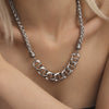 Wholesale Hip Hop 316L Stainless Steel Electroplated Geometric Pattern Light Luxury Style Women's Chain Necklace