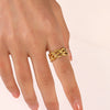 Wholesale Hip Hop Stainless Steel Geometric Ring Retro Popular Real Gold Electroplated For Women