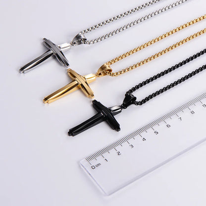 Wholesale Hip-hop Streetwear Cross Stainless Steel Plating Pendant Necklace