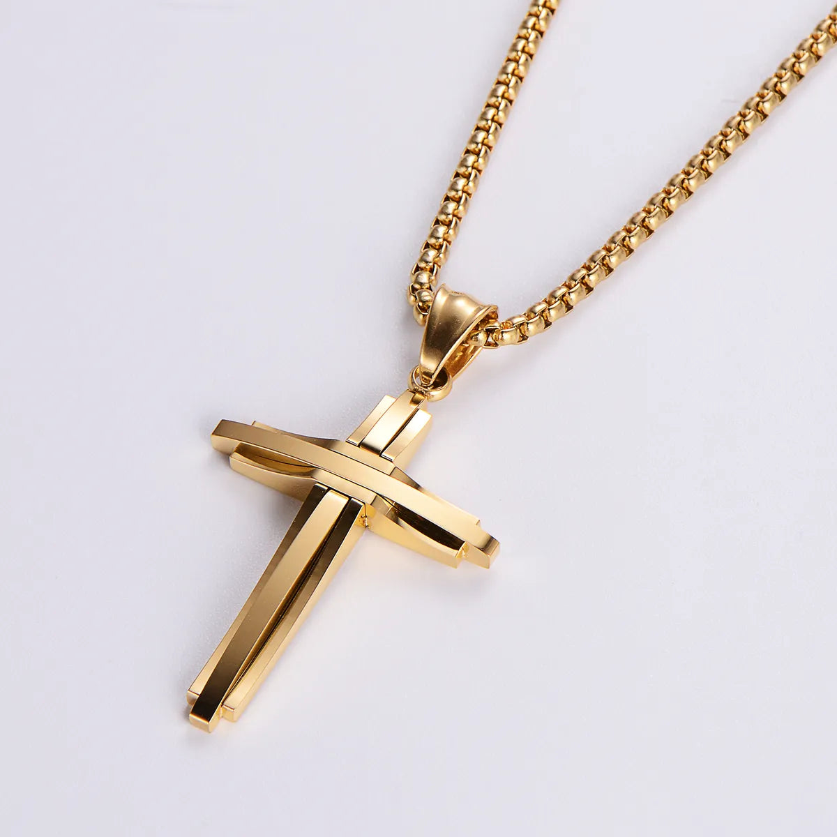 Wholesale Hip-hop Streetwear Cross Stainless Steel Plating Pendant Necklace