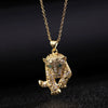 Wholesale Hip Hop Style Animal Pattern Copper Inlaid Zircon Goldplated Pendant Necklace