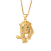Wholesale Hip Hop Style Animal Pattern Copper Inlaid Zircon Goldplated Pendant Necklace