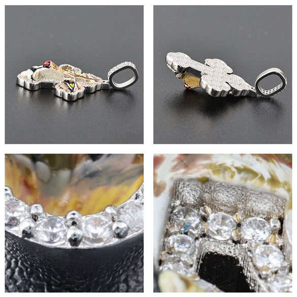 Wholesale Hip Hop Style Animal Zodiac Pattern Copper Cross Pendant Inlaid Zircon Men's Necklace