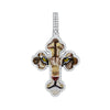 Wholesale Hip Hop Style Animal Zodiac Pattern Copper Cross Pendant Inlaid Zircon Men's Necklace