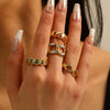 Wholesale Hip Hop Style Color Chain Ring And Bracelet In Stainless Steel With Geometric Pattern And Electroplating