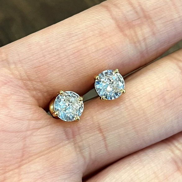 Wholesale Hip Hop Style Copper Gold Plated Micro Round Diamond Zircon Earrings With Geometric Pattern For Women