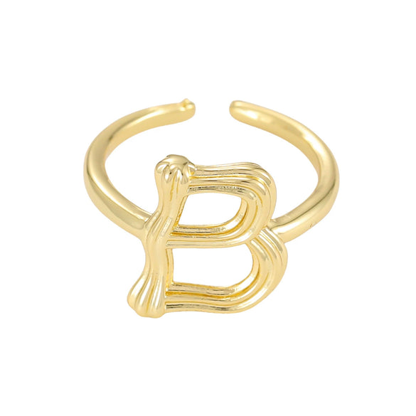 Wholesale Hip Hop Style Copper Ring With Electroplating Treatment And Letter Pattern