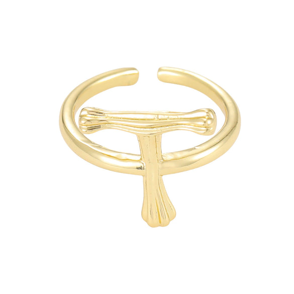 Wholesale Hip Hop Style Copper Ring With Electroplating Treatment And Letter Pattern