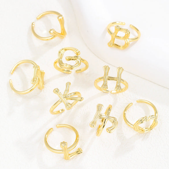 Wholesale Hip Hop Style Copper Ring With Electroplating Treatment And Letter Pattern