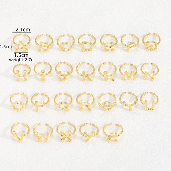 Wholesale Hip Hop Style Copper Ring With Electroplating Treatment And Letter Pattern
