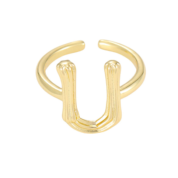 Wholesale Hip Hop Style Copper Ring With Electroplating Treatment And Letter Pattern