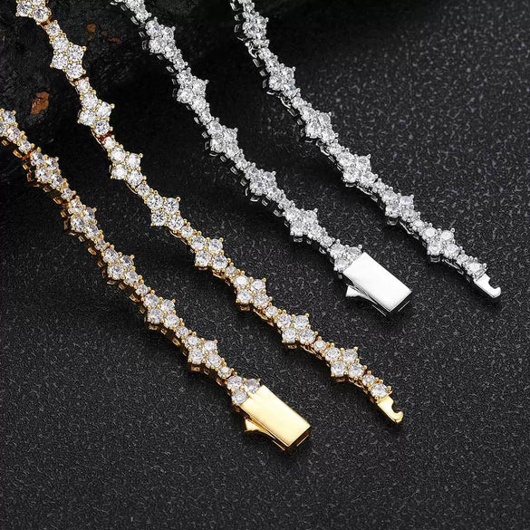 Wholesale Hip Hop Style Copper Tennis Chain Zircon Necklace And Bracelet Jewelry Unisex