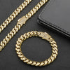 Wholesale Hip Hop Style Cuban Chain Copper Necklace And Bracelet Jewelry Electroplated Accessories For Men