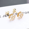 Wholesale Hip Hop Style Flower Shaped Zircon Earrings Made Of Copper And 225 Silver
