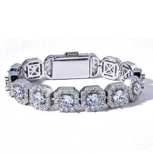 Wholesale Hip Hop Style Geometric Copper Zircon Inlaid Bracelet