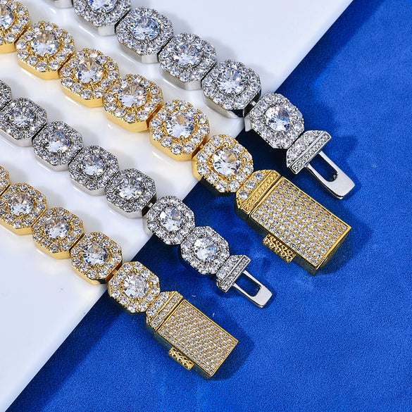 Wholesale Hip Hop Style Geometric Copper Zircon Inlaid Bracelet