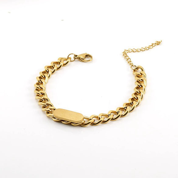 Wholesale Hip Hop Style Geometric Titanium Steel Cuban Chain Gold Jewelry Set With Electroplating For Men And Women