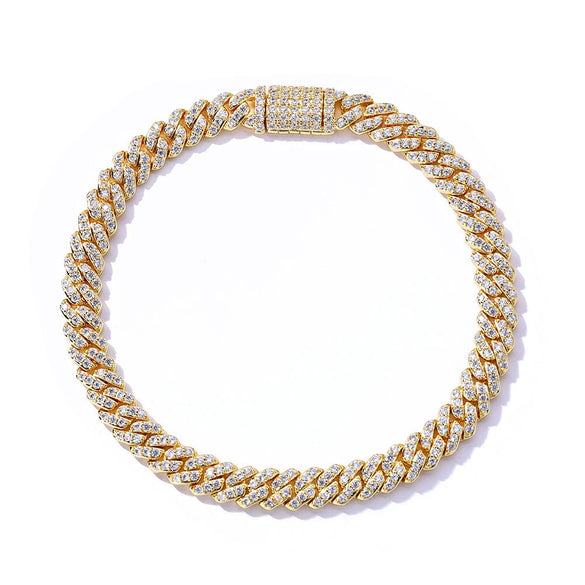 Wholesale Hip Hop Style Geometric Zircon Copper Cuban Chain Bracelet For Men And Women