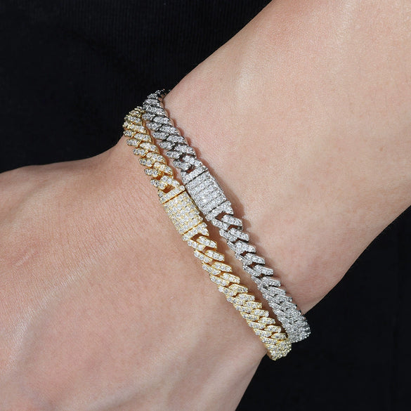 Wholesale Hip Hop Style Geometric Zircon Copper Cuban Chain Bracelet For Men And Women