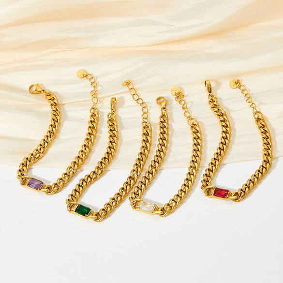 Wholesale Hip Hop Style Stainless Steel Cuban Chain Jewelry Set With Polished Finish Inlaid Zircon And Stars Sun Moon Clouds Universe Pattern Electroplated Clavicle Chain Bracelet