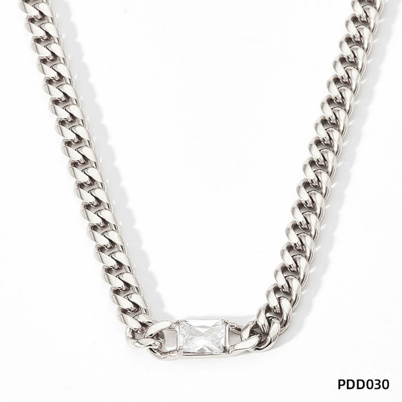 Wholesale Hip Hop Style Stainless Steel Cuban Chain Jewelry Set With Polished Finish Inlaid Zircon And Stars Sun Moon Clouds Universe Pattern Electroplated Clavicle Chain Bracelet