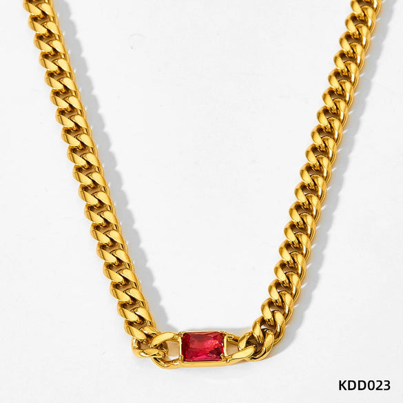 Wholesale Hip Hop Style Stainless Steel Cuban Chain Jewelry Set With Polished Finish Inlaid Zircon And Stars Sun Moon Clouds Universe Pattern Electroplated Clavicle Chain Bracelet