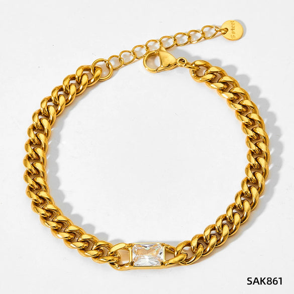 Wholesale Hip Hop Style Stainless Steel Cuban Chain Jewelry Set With Polished Finish Inlaid Zircon And Stars Sun Moon Clouds Universe Pattern Electroplated Clavicle Chain Bracelet