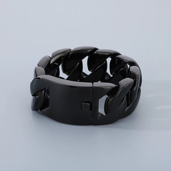 Wholesale Hip Hop Style Stainless Steel Cuban Chain Unisex Necklace And Bracelet With Electroplating