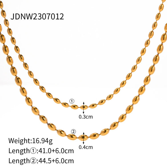 Wholesale Hip Hop Style Stainless Steel Geometric Double Layer Clavicle Chain Necklace With Electroplating