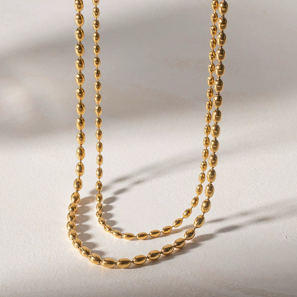 Wholesale Hip Hop Style Stainless Steel Geometric Double Layer Clavicle Chain Necklace With Electroplating