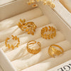 Wholesale Hip Hop Style Stainless Steel Ginkgo Leaf Ring With 18K Gold Plated Electroplating For Lady And Unisex
