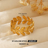 Wholesale Hip Hop Style Stainless Steel Ginkgo Leaf Ring With 18K Gold Plated Electroplating For Lady And Unisex