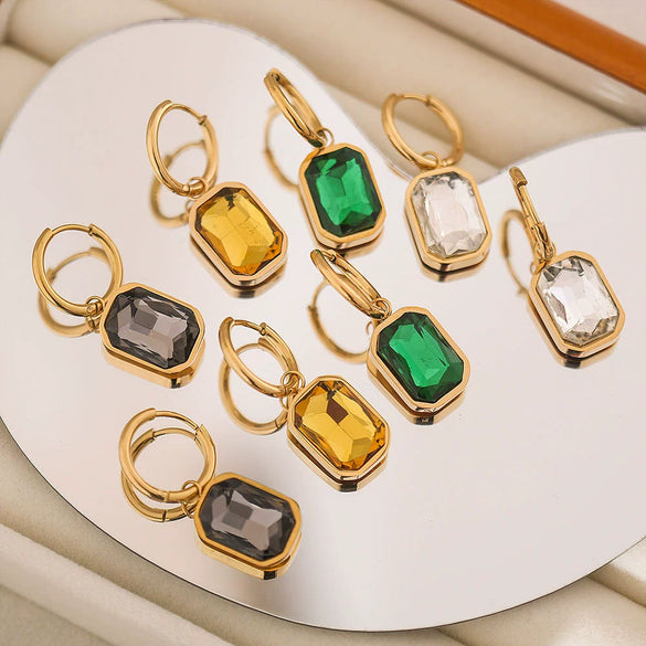 Wholesale Hip Hop Style Stainless Steel Gold Plated Geometric Ushaped Pendant Earrings Jewelry