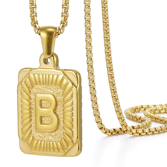 Wholesale Hip Hop 316L Stainless Steel Letter Pendant Necklace With Pearl Chain And Electroplating Treatment