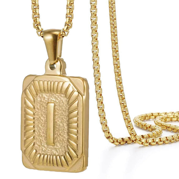 Wholesale Hip Hop 316L Stainless Steel Letter Pendant Necklace With Pearl Chain And Electroplating Treatment