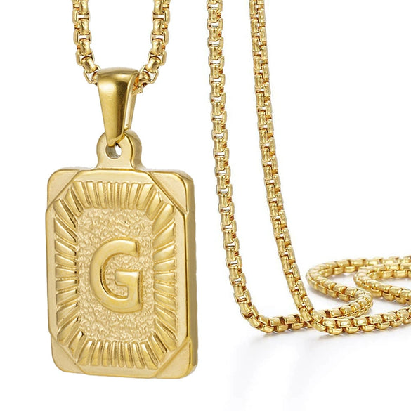 Wholesale Hip Hop 316L Stainless Steel Letter Pendant Necklace With Pearl Chain And Electroplating Treatment