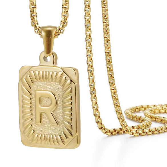 Wholesale Hip Hop 316L Stainless Steel Letter Pendant Necklace With Pearl Chain And Electroplating Treatment